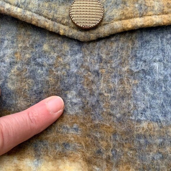 Zara Mix Blue Brown Plaid Shacket Button Long Sleeve Women’s Small Pockets - Picture 7 of 12
